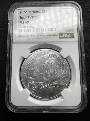 2022 St. Helena £1 - Modern Trade Dollar - NGC MS69 Silver 1oz