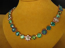 MARIANA NECKLACE SWAROVSKI CRYSTALS RG PL MOSAIC GREEN Flower Gift Christmas