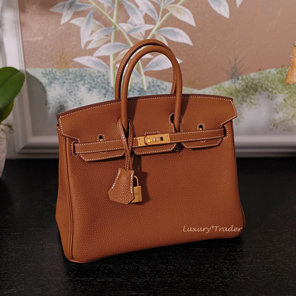 BNIB NEW AUTHENTIC HERMES BIRKIN 25cm GOLD TAN TOGO LEATHER GHW