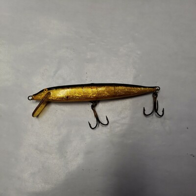 Appât De Pêche Vintage Rapala – Flottant – Or – Bois – Fabriqué En Finlande
