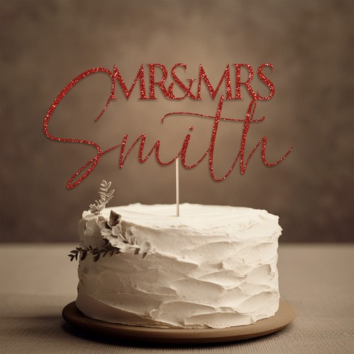 Ghirlanda Rustica Personalizzata Mr Mrs Anniversario Matrimonio Specchio Glitter Cake Topper - Foto 4 di 16