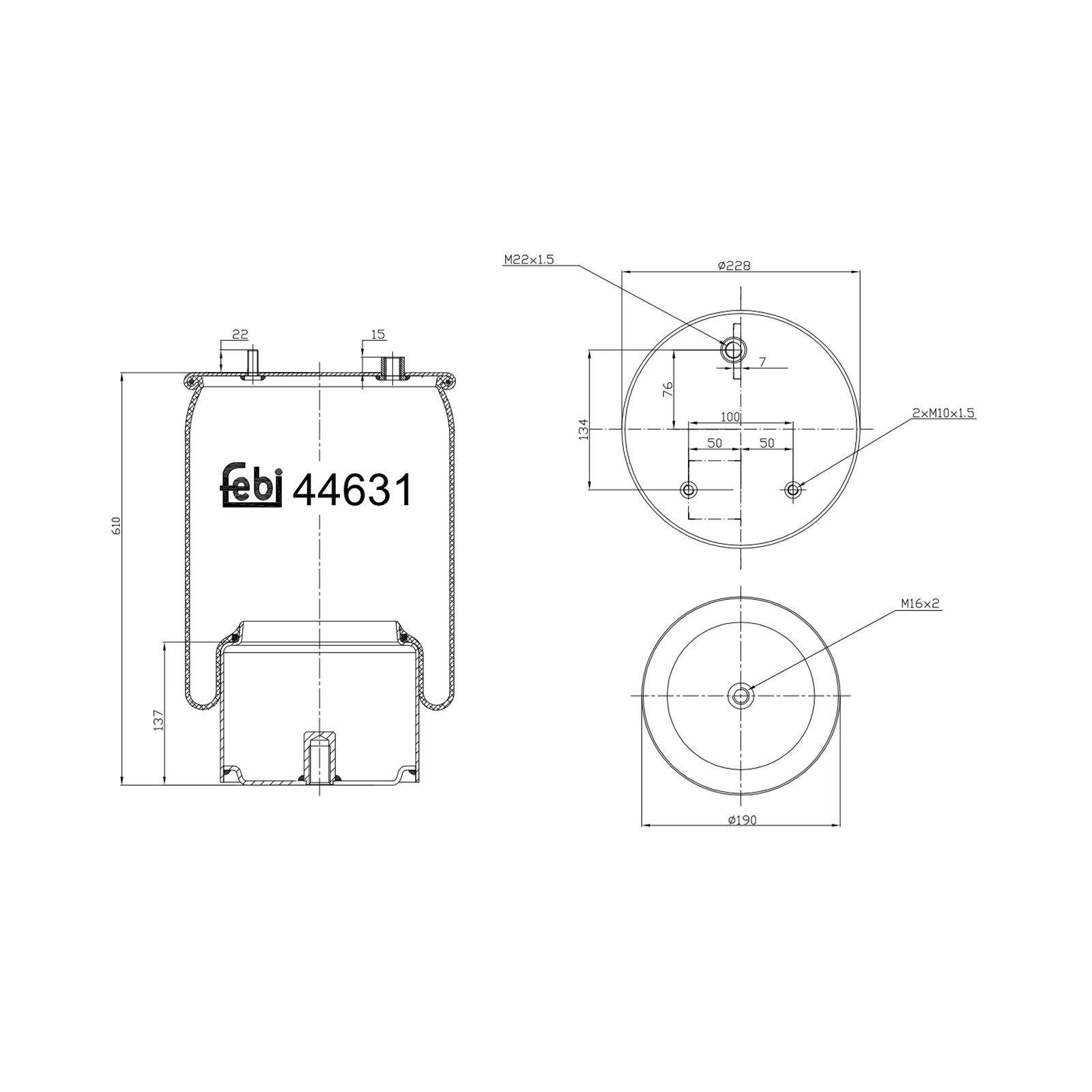 Febi Bilstein Air Spring fits DAF - 44631 - OE Matching and Precision Fit