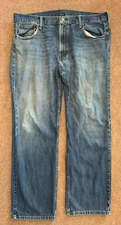 Levis 569 Jeans Mens 36x32 Straight Fit Loose Whiskered Faded Blue Y2K Denim
