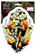 ROLLER DERBY GIRL MAN'S RUIN DECAL STICKER sexy girl vintage tattoo flash art