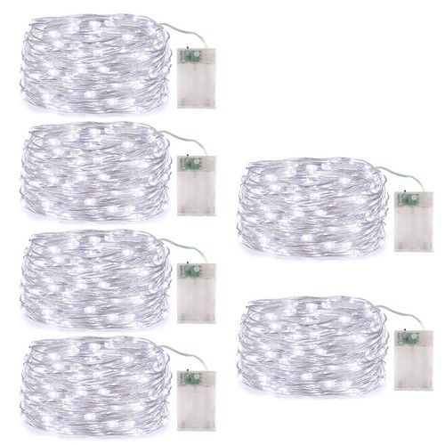 50 LED Copper Wire String Fairy Lights Valentines Day Battery Waterproof 6 Set - Picture 32 of 38