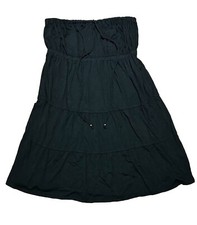 TIBI Strapless Dress Tiered Black Rayon Spandex Size Small