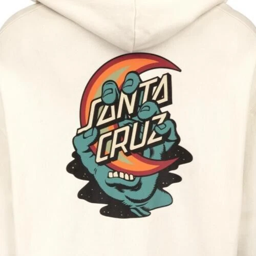 OFF WHITE Felpa con cappuccio a mano Santa Cruz Delta Moon felpa con cappuccio XL bianca spenta RUOTA DA STRADA SKATE WEAR p