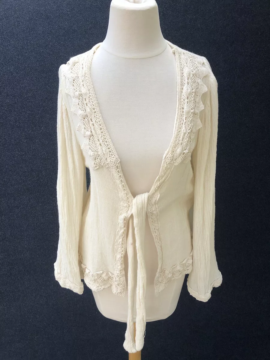 JEN'S PIRATE BOOTY NWT $154 Luzia Cotton Gauze Tie Front Top Natural P/S  Small