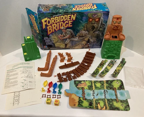 RARE Forbidden Bridge by MILTON BRADLEY 1992 Vintage Board Game Works Incomplete
