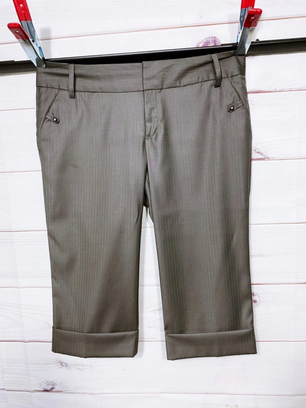 Old Navy Womens Capri Pants Size 14 Stretch Gray Cuffed Mid-Rise Pockets
