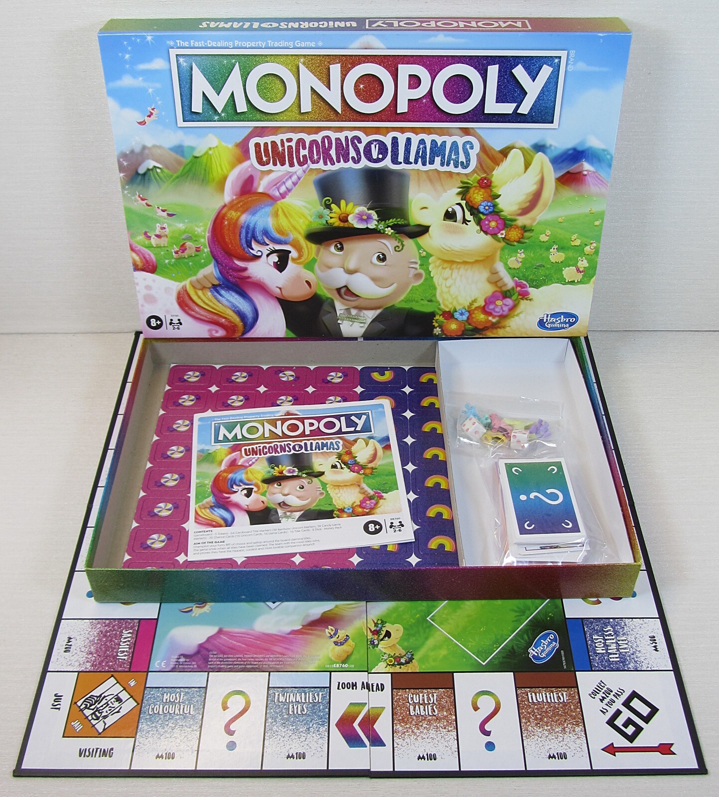 Monopoly Unicorns vs. Llamas Board Game Complete VGC Hasbro 2019