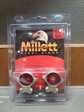 NEW MILLETT 1" 22 Groove Angle-Loc Scope Rings Adj.-STEEL SILVER MED. #TP00904