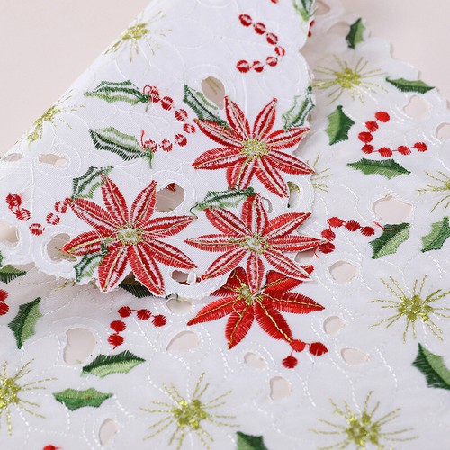 Christmas Table Runners Embroidery Placemat Polyester Tablecloth Party Decor - Picture 16 of 23