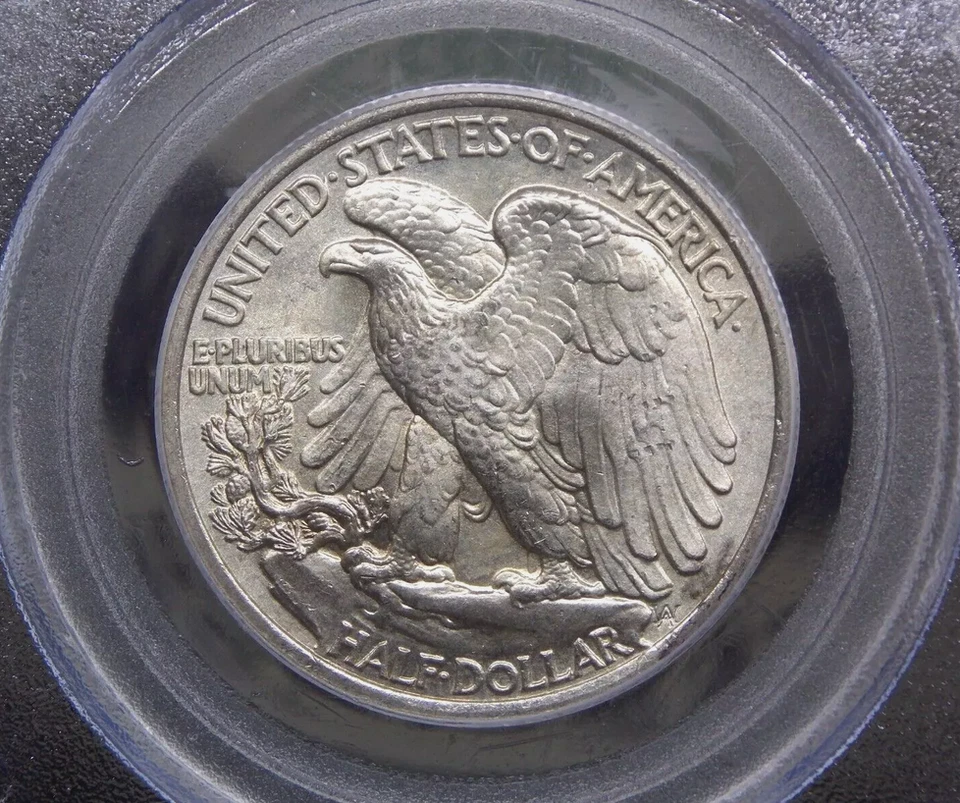 :1936-P 50C Walking Liberty Select PCGS MS64 (FSTB) Raro Explosión Blanco Alto Grado Foto 2 de 4