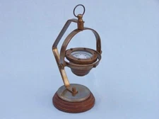 Antique Brass Hanging Compass 8"