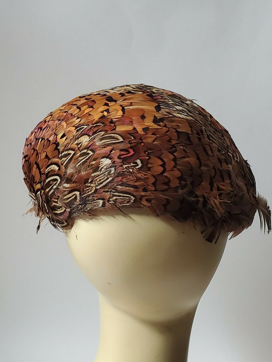 VINTAGE PHEASANT PEACOCK FEATHER HAT STUNNING COLLECTIBLE  display picture 1