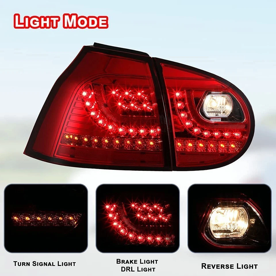 Luces traseras cromadas rojas para Volkswagen GTI GEN 5 2006-2009/Rabbit Foto 4 de 4