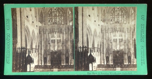 Gems of English Scenery Stereoview Choir & Reredos Winchester Cathedral ~1870s - Bild 1 von 2