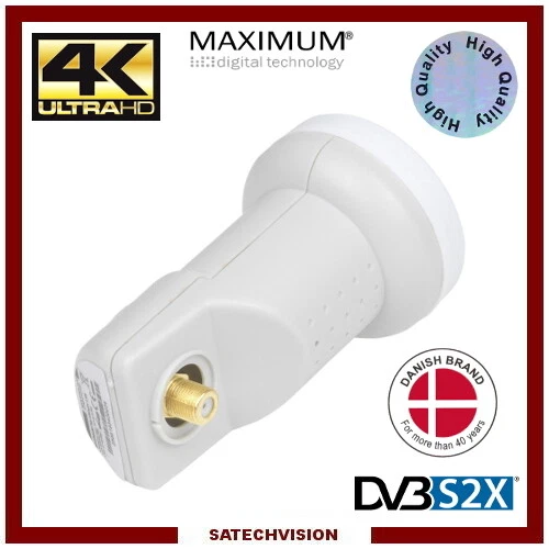 LNB Single Maximum PQ-1 0,1 dB Gain 68 dB Tête Universelle PLL FullHD 3D UHD 4K - Photo 1/1