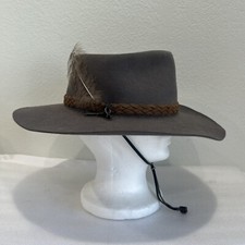 Akubra Snowy River Western Cowboy Fur Felt Hat Size 56, Gray Made in Australia