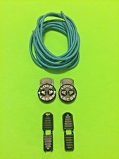 NO TIE REFLECTIVE handy elastic lock SHOELACES - BLUE LACES, BLACK LOCKS  CLIPS
