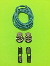 NO TIE REFLECTIVE handy elastic lock SHOELACES - BLUE LACES, BLACK LOCKS & CLIPS