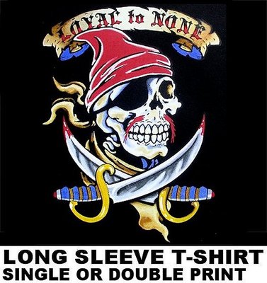 LOYAL TO NONE PIRATE SKULL CARIBBEAN CROSSED SWORDS EYE PATCH SAILOR T-SHIRT WS4