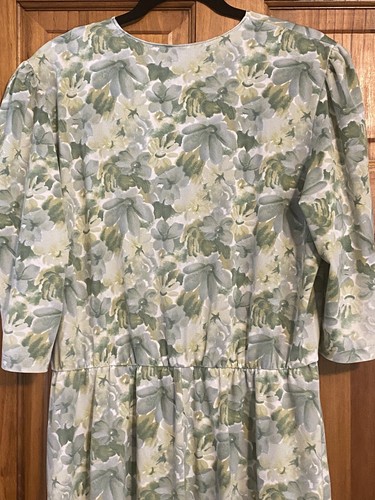Vintage California Looks Dress Women Size 16WP Green 3/4 Sleeve Pockets A Line - Picture 8 of 10