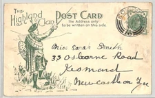 GB QV Art Postcard HIGHLAND CLAN *Gordon* TARTAN Highlander 1901 MILITARY PF182