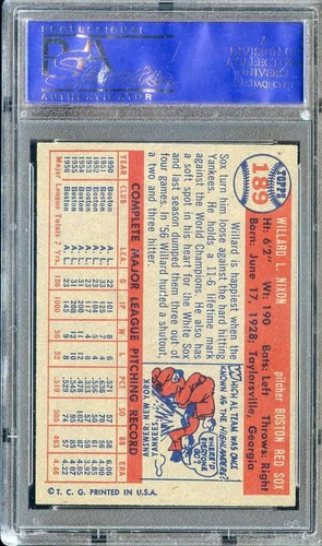 1957 TOPPS #189 WILLARD NIXON PSA 8 RED SOX - Picture 2 of 2