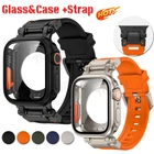 Rugged Strap +Case For Apple Watch Series Ultra 9 8 7 6 5 SE Silicone+Metal Band