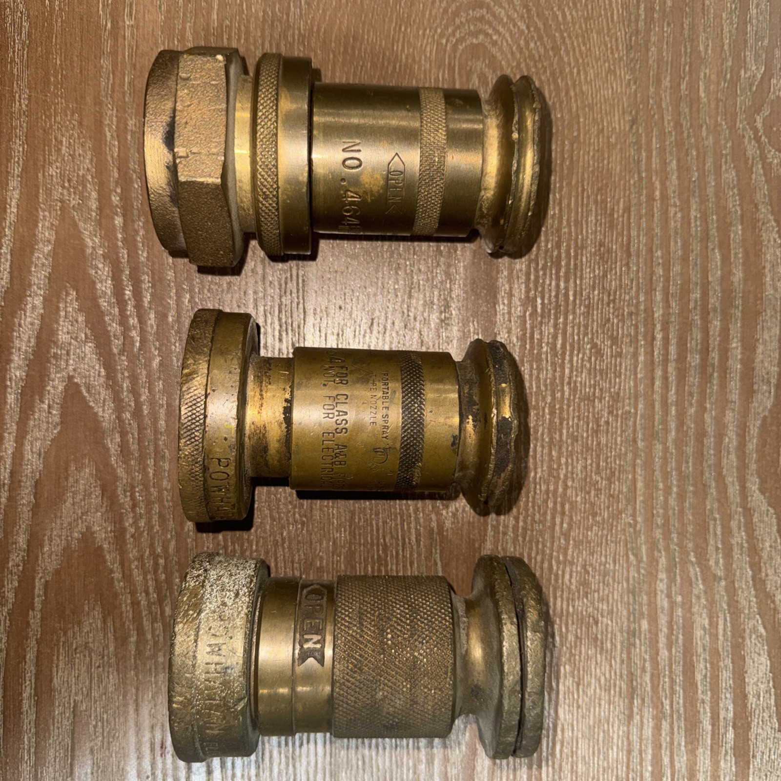 LOT OF THREE Used Powhatan No. 464 Fog Nozzle for Fire Hose