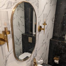  40x70cm Oval Wall Mirror Wall Mounted Gold Frame Bathroom Vanity Mirror 