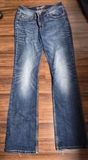Wrangler Retro Mae Bootcut Jeans 11/12 x 34 Mid Rise Distressed Frayed Hem Blue