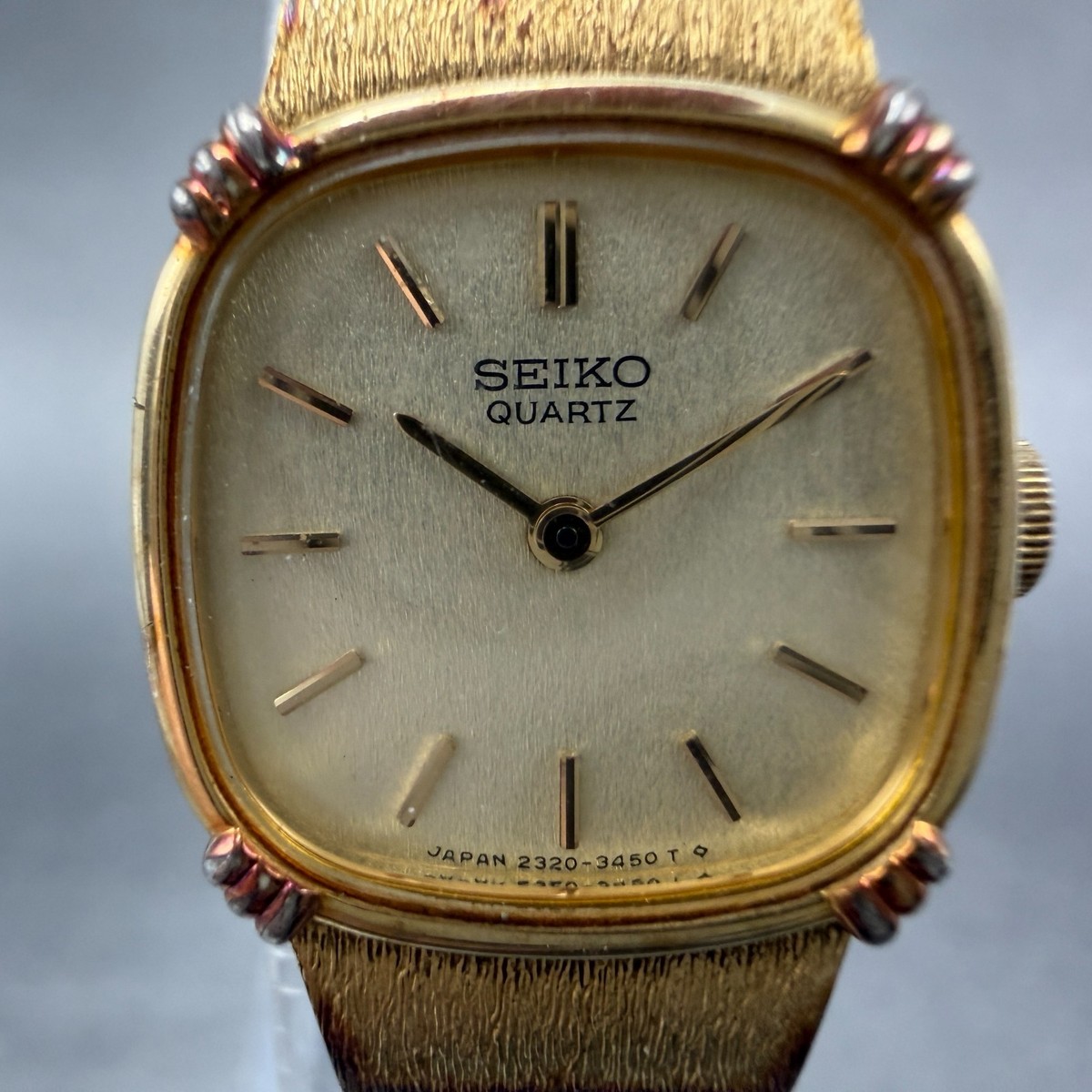 Seiko Watch Women 18mm Champagne Dial Gold Tone Square 2320-6710