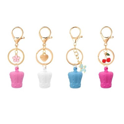 4pcs Lip Balm Holder Keychains Silicone Caps Charm Compactly Travel Essential