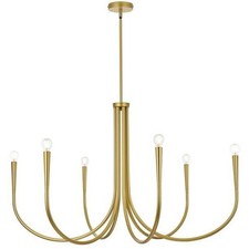 Living District LD722D42BR Layne 6 Light 42 inch Brass Chandelier Ceiling Light