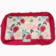 Minky Couture Floral Lovey Baby Security Blanket 20in Satin Trim Double Sided