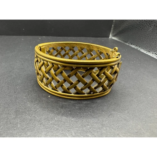 SAINT LAURENT (YSL) Bracciale Vintage Yves Saint Laurent YSL Ottone Cesto Intreccio Cerniera