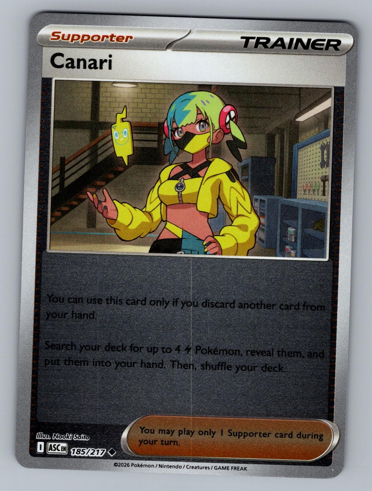 Canari 185/217 Uncommon Ascended Heroes Pokemon Reverse Holo Near Mint