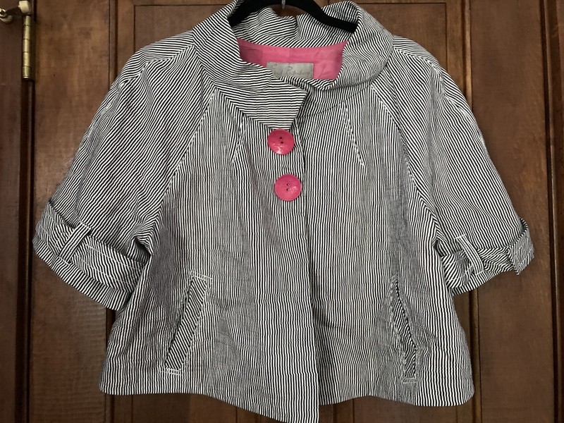 Emil Rutenberg Adorable Striped Cropped Jacket with Pockets Size 12