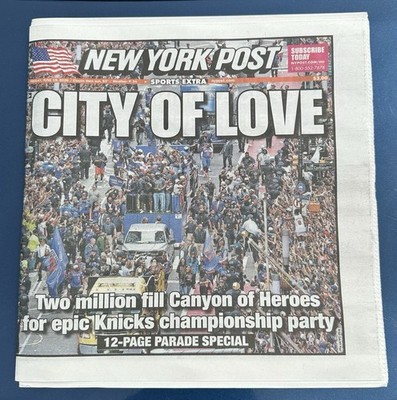     New York Post CITY OF LOVE Knicks Champions Parade Newspaper 6/19/26   