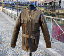 Giubbotto pelle marrone invecchiato Gaudi vintage stile belstaff Taglia XXL