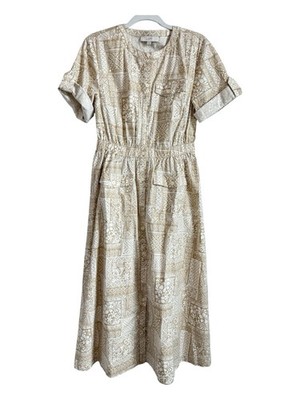 LOFT Tile Utility Midi Pocket Dress Khaki Tan Size 4 NEW