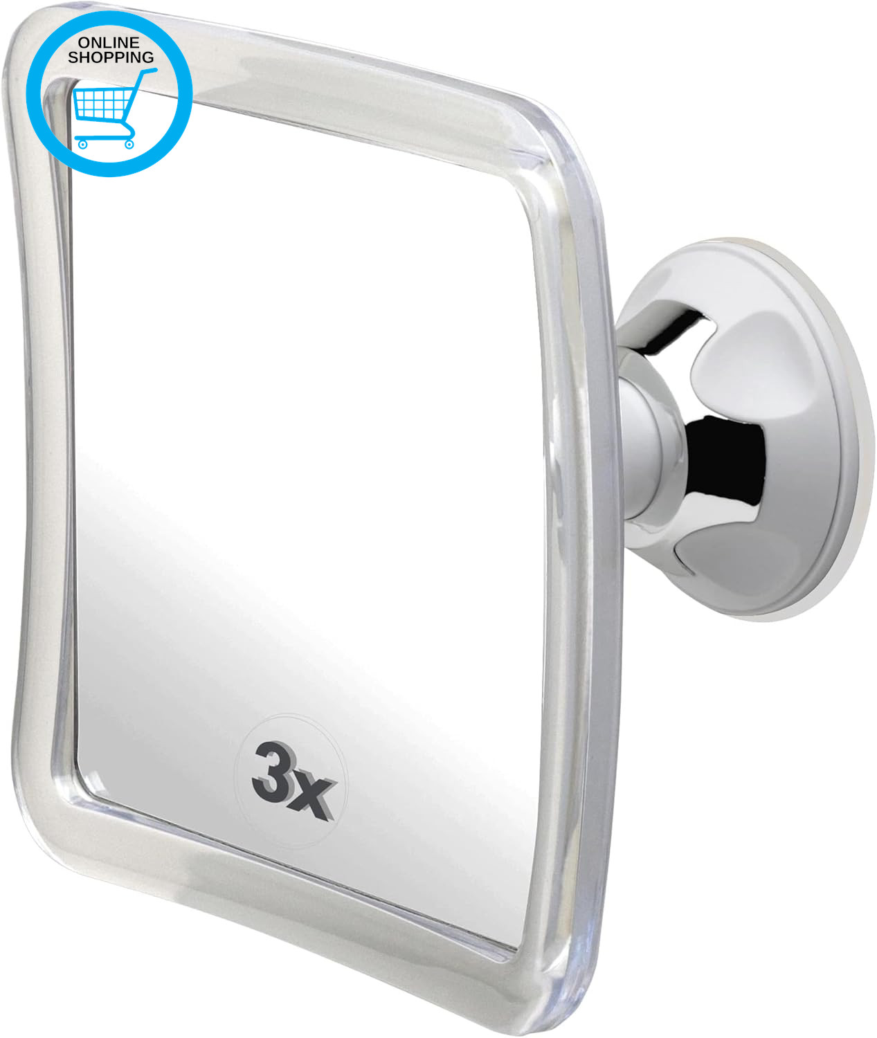 3X Magnifying Fogless Shower & Shaving Mirror with Suction Mount for Bathroom, a