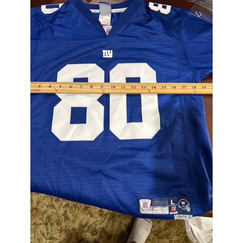 New York Giants Jersey Youth L Blue Stitched Jeremy Shockey #80 Rebook NFL - Picture 11 of 14
