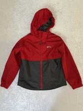 Eddie Bauer Unisex Size 7/8 Wind Breaker Rain Jacket Coat Red And Gray Hooded