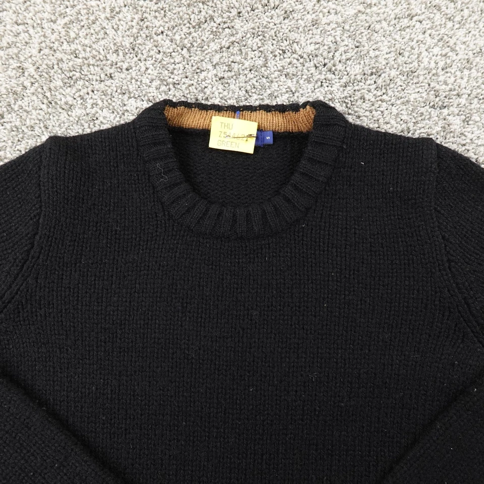VTG J Crew Sweater Womens S Black Brown Wool Knit Pullover Crewneck Preppy Cozy - Image 3 of 4