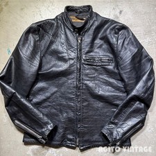 Harley Davidson 60s Leather Single Rider Jacket White Tag Used Front Zipper