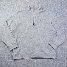 Lacoste 1/4 Zip Sweater Mens Sz 7 Grey Wool Cashmere Blend Mock Neck Long Sleeve
